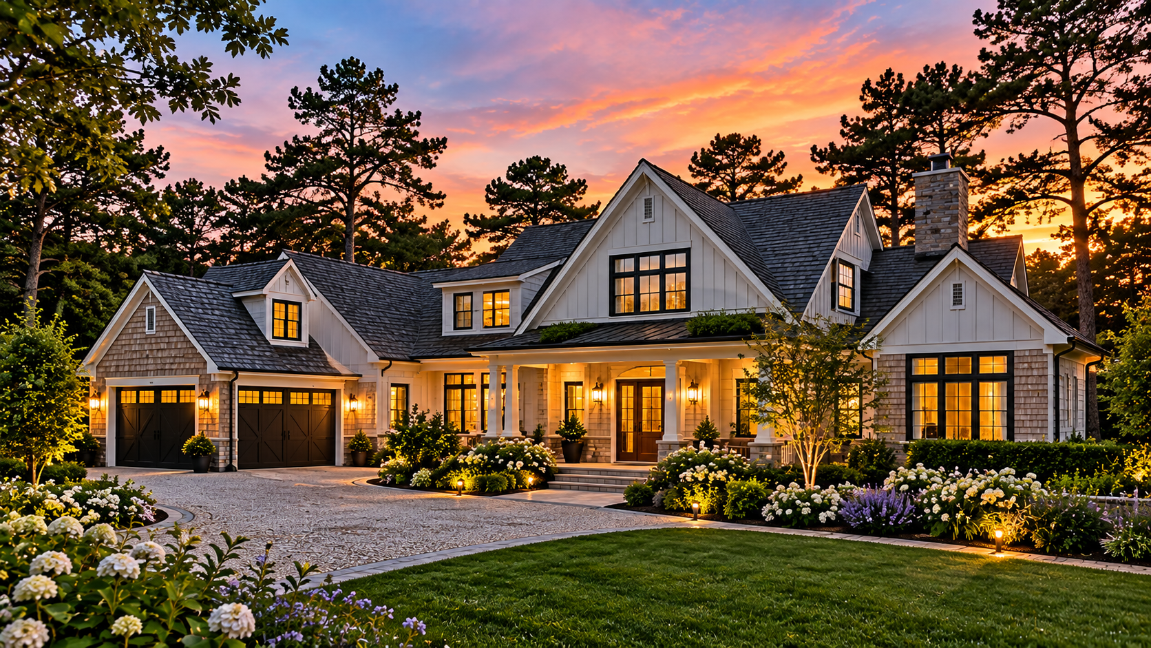 Modern farmhouse-style home in Manorville, NY, roofed by MJB Roofing & Siding