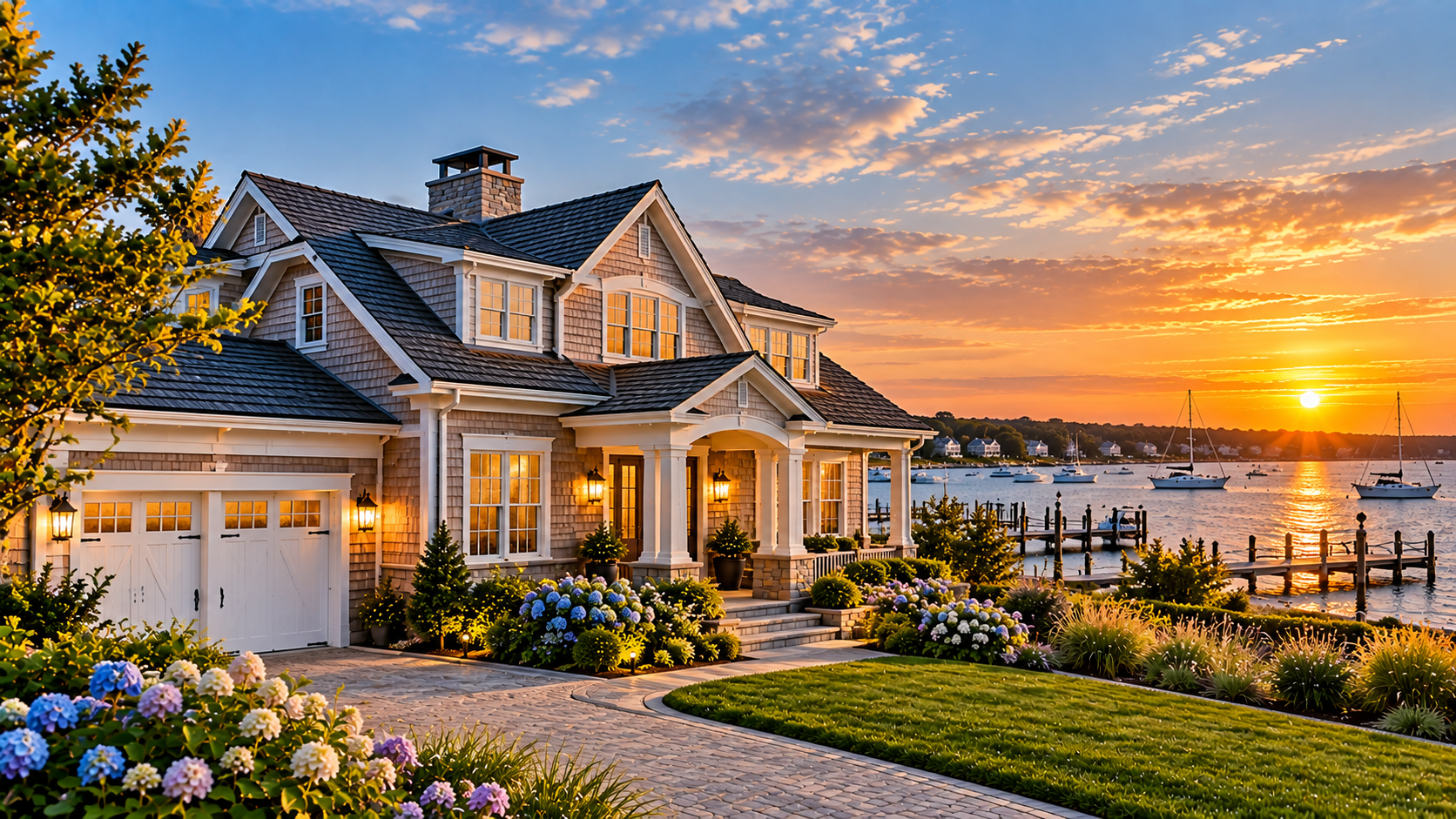 Modern farmhouse-style home in Hampton Bays, NY, with wood accent siding by MJB Roofing & Siding